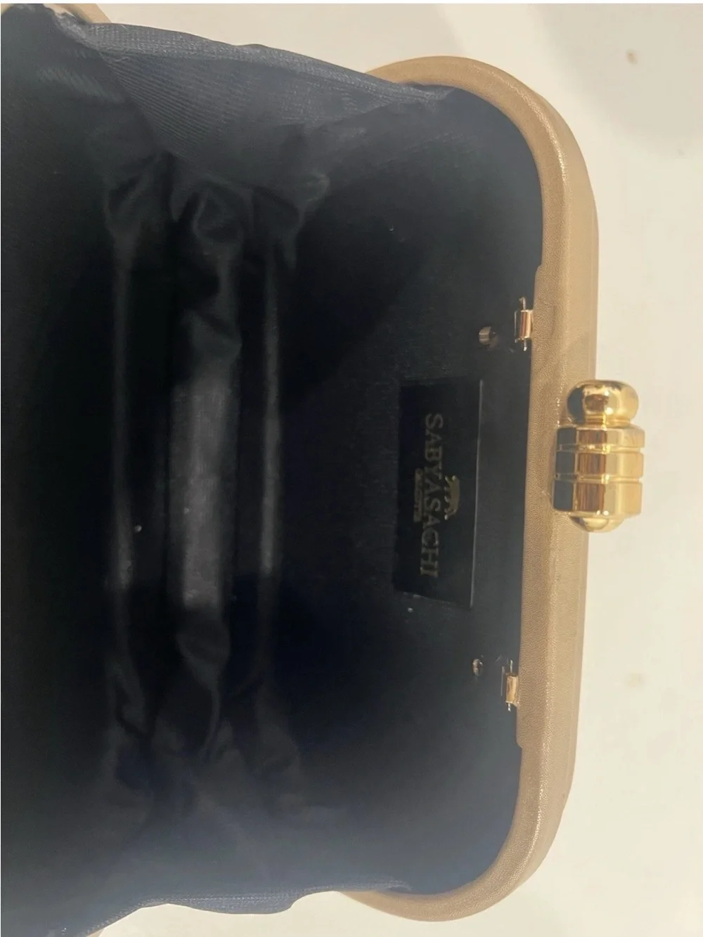 Sabyasachi Black womens Wallet with Gold Logo Accent